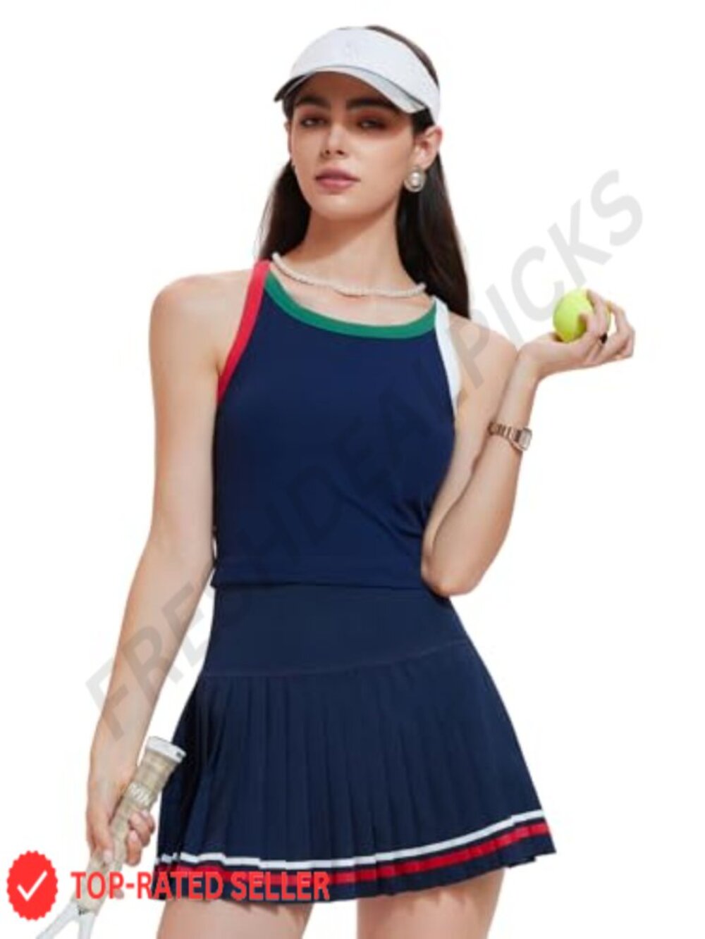 Women's 2 Piece Tennis Skirt Set Racerback Tank Pleated Skort Golf Activewear